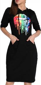 img 1 attached to Stylish And Slim-Fit Long Sleeve Hoodie Dress With Lip Print, Pocket, And Knee-Length Design For Women By MAGICMK