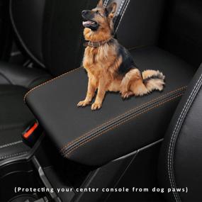 img 2 attached to INTGET Car Ceter Console Armrest Cover For Subaru Forester Accessories 2019 2020 2021 2022 Leather Middle Arm Rest Box Lid Cover Seat Pad Protector(Orange Stitches)