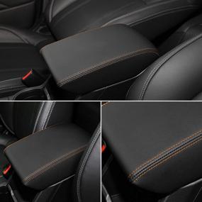 img 1 attached to INTGET Car Ceter Console Armrest Cover For Subaru Forester Accessories 2019 2020 2021 2022 Leather Middle Arm Rest Box Lid Cover Seat Pad Protector(Orange Stitches)