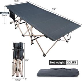img 3 attached to Extra Wide And Heavy Duty Folding Camping Cot For Adults - Supports 500Lbs, Portable For Camping And Office Use, Gray - 79'' X 33.5'' By REDCAMP