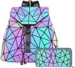 women's color changing geometric purse backpack, hotone luminous fashion handbag crossbody bag with wallet logo
