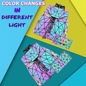 img 3 attached to Women'S Color Changing Geometric Purse Backpack, HotOne Luminous Fashion Handbag Crossbody Bag With Wallet