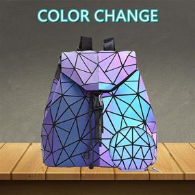 img 1 attached to Women'S Color Changing Geometric Purse Backpack, HotOne Luminous Fashion Handbag Crossbody Bag With Wallet
