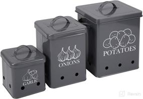 img 4 attached to 🥔 Xbopetda Food Storage Container for Potato, Onion and Garlic: Kitchen Canister Sets with Aerating Tin Storage Holes & Lid-Gray