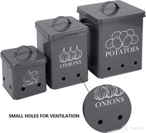 img 3 attached to 🥔 Xbopetda Food Storage Container for Potato, Onion and Garlic: Kitchen Canister Sets with Aerating Tin Storage Holes & Lid-Gray