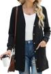grecerelle women's long sleeve open front cardigan button down ribbed lightweight knit outerwear with pocket logo