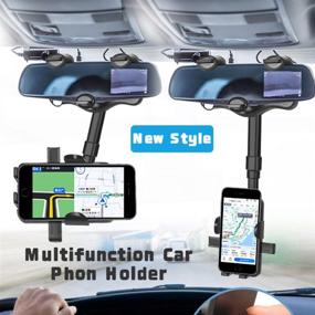 img 2 attached to 📱 HENGSHI Car Phone Holder - 360° Rotatable & Retractable Mount for GPS & Cell Phone, Multifunctional Rearview Mirror Holder Compatible with All Android Smartphones