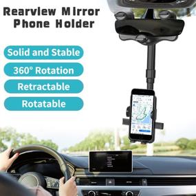 img 1 attached to 📱 HENGSHI Car Phone Holder - 360° Rotatable & Retractable Mount for GPS & Cell Phone, Multifunctional Rearview Mirror Holder Compatible with All Android Smartphones