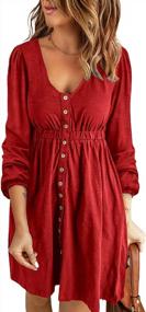 img 4 attached to Casual Swing Dress For Women With Long Sleeves, Crew Neckline, And Button-Down Front - BLENCOT 2022