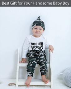 img 3 attached to Adorable 3PC Baby Boy Clothes Set With Letter Print Romper And Long Pants For Newborns And Infants