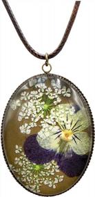 img 4 attached to 🌼 Dazzling Resin Pendant Necklace with Handmade Dry Pressed Real Flower: Daisy, Pansy, Chrysanthemum, Forget Me Not - Exquisite Jewelryland Find