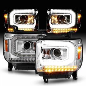 img 3 attached to Chrome LED Tube Projector Headlights For 2014-2017 GMC Sierra 1500/2500HD/3500HD (Pair)
