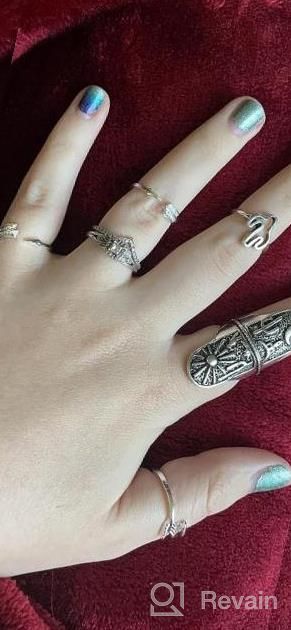 img 1 attached to ELABEST Boho Western Ring Set Turquoise Cactus Arrow Joint Knuckle Finger Rings Sets For Women And Girls review by Kristen Rohr