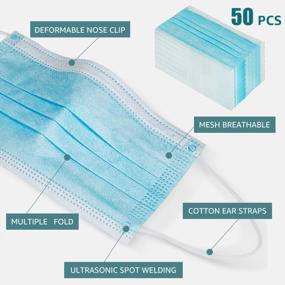 img 1 attached to COSYLAND 50Pcs Face Mask Disposable 3 Ply Safety Facial Mask With Elastic Earloop Mouth Nose Cover Soft Skin Layer