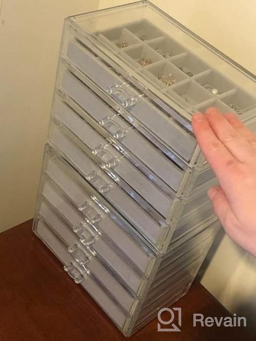 img 1 attached to Misaya Large Acrylic Earring Jewelry Organizer With 4 Drawers - Perfect Birthday & Christmas Gift! review by Chris Lacasse