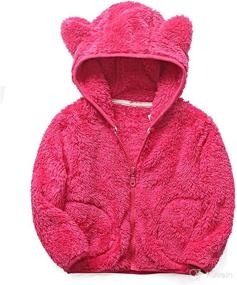 img 4 attached to iChunhua Baby Girls Bear Ears Shape 🐻 Fleece Jacket: Cute and Cozy Outwear for Cold Days