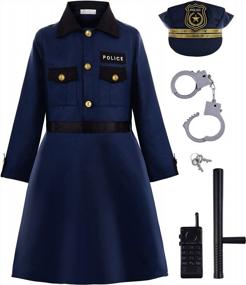 img 4 attached to Girls Police Officer Halloween Costume - ReliBeauty