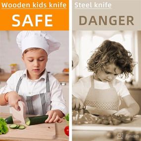 img 3 attached to 🔪 8-Piece Kids Knife Set with Wooden Toddler Knife, Crinkle Cutter for Veggies, and Nylon Kids Knives for Real Cooking - Montessori Kitchen Tools for Toddlers with Cutting Board (Crocodile Set)