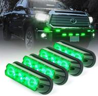 🚨 xprite green 4 led 4w emergency vehicle waterproof surface mount deck dash grille strobe light warning police light head with clear lens - 4 pack logo