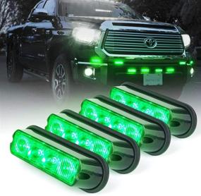 img 4 attached to 🚨 Xprite Green 4 LED 4W Emergency Vehicle Waterproof Surface Mount Deck Dash Grille Strobe Light Warning Police Light Head with Clear Lens - 4 Pack