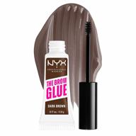 dark brown nyx professional makeup brow glue: extreme hold tinted eyebrow gel logo