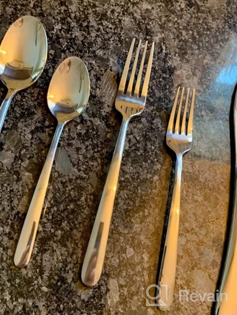 img 1 attached to Deedro 60 Piece Stainless Steel Flatware Set: Complete Service For 12 With Mirror Polished Finish, Durable Cutlery Set For Home Kitchen, Dishwasher Safe review by Alex Panda