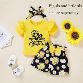 img 3 attached to Sister Matching Sunflower Romper And Shorts Set - Adorable Summer Outfits For Little And Big Girls
