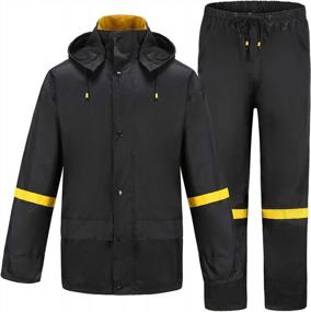 img 4 attached to Stay Dry In Style With Ourcan Men'S Waterproof Hooded Rain Gear For Fishing And More