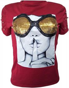 img 4 attached to Stylish Womens Short Sleeve Sequin T-Shirt With Funny Graphics And O-Neck For Any Occasion