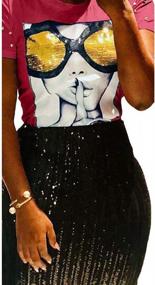 img 3 attached to Stylish Womens Short Sleeve Sequin T-Shirt With Funny Graphics And O-Neck For Any Occasion