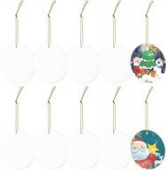 10pcs diy christmas tree decor sublimation blanks pendants personalized ceramic 2022 ornaments discs supplies logo