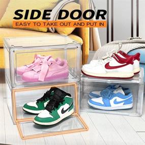 img 1 attached to 10Pack 15" DAYOOH Shoe Boxes: Clear Plastic Stackable Sneaker Display Case W/ Magnetic Lids For Organizing Shoes