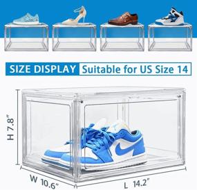 img 3 attached to 10Pack 15" DAYOOH Shoe Boxes: Clear Plastic Stackable Sneaker Display Case W/ Magnetic Lids For Organizing Shoes
