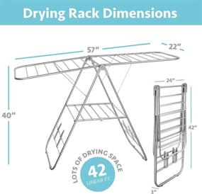 img 2 attached to Bartnelli Laundry Drying Rack For Clothes - Heavy Duty Stainless-Steel Adjustable Gullwing Drying Rack Stand - Foldable And Space Saving, Indoor-Outdoor, Lightweight, With Hooks To Dry Shoes