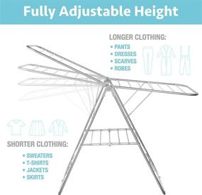 img 3 attached to Bartnelli Laundry Drying Rack For Clothes - Heavy Duty Stainless-Steel Adjustable Gullwing Drying Rack Stand - Foldable And Space Saving, Indoor-Outdoor, Lightweight, With Hooks To Dry Shoes