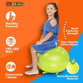 img 2 attached to WALIKI Toys Balance Ball Chair With Stability Legs, Inflatable Children'S Chair For School Seating (Pump Included, 18"/45CM, Green)
