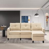 moxeay beige convertible sectional sofa couch with chaise l-shaped 3 seat reversible small spaces logo