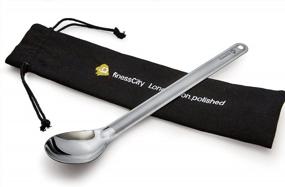img 4 attached to Titanium Long Handled Spoon 9.65 Inch/ 245Mm With Polished Bowl And Waterproof Case - FinessCity