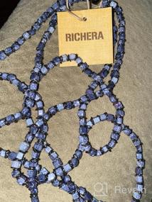 img 3 attached to 💎 Stylish Richera Square Marble Glass Beads Necklace: Multi-Colored Metal Rings & Two Strand Long Chain for Women and Girls Jewelry