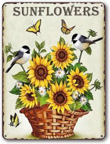 img 4 attached to Charming Vintage Sunflower Tin Sign With Birds And Butterfly - Perfect For Farmhouse Home Kitchen Wall Decor!
