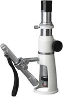 amscope h2510 handheld stand measuring microscope: 20x/50x/100x magnification, 17mm field of view, includes pen light - reliable precision for microscopic analysis logo