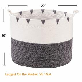 img 2 attached to Large Cotton Rope Storage Basket - Woven Laundry Hamper And Blanket Holder For Towels, Toys, Diapers, And Laundry - TerriTrophy XXXXLarge (22In X 22In X 16In) In Black