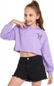 img 1 attached to Girl'S Butterfly Letter Printed Crop Top Hoodie With Long Sleeves And Sweatshirt Material By SOLY HUX