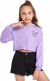 img 2 attached to Girl'S Butterfly Letter Printed Crop Top Hoodie With Long Sleeves And Sweatshirt Material By SOLY HUX
