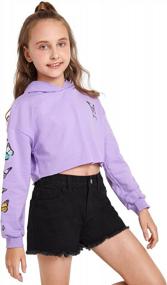 img 3 attached to Girl'S Butterfly Letter Printed Crop Top Hoodie With Long Sleeves And Sweatshirt Material By SOLY HUX