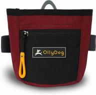 ollydog goodie treat bag, dog treat pouch, waist belt clip for hands-free training, magnetic closure, dog training and behavior aids, three ways to wear, (vino) logo