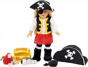 img 4 attached to Playtime By Eimmie 18 Inch Doll Clothes - Pirate Halloween Costume & Matching Outfit Accessories Set - Outfits Fit American, Generation & Similar 18” Girls Dolls - Clothing Sets & Stuff For My Doll