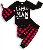 комплект из 3 предметов tuemos для новорожденных мальчиков - комбинезон, штаны и шапка с буквенным принтом! логотип