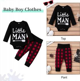 img 3 attached to TUEMOS 3PC Newborn Infant Boy Outfit - Letter Print Romper, Pants & Hat Set!