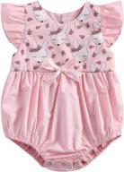 12-18 month pink baby girl easter bunny jumpsuit - blotona infant romper with ruffled sleeves logo
